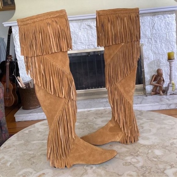 Suede Knee High Riding Style Boots "URI" Camel Womens 6 Sam Edelman Rockabilly - Picture 3 of 13